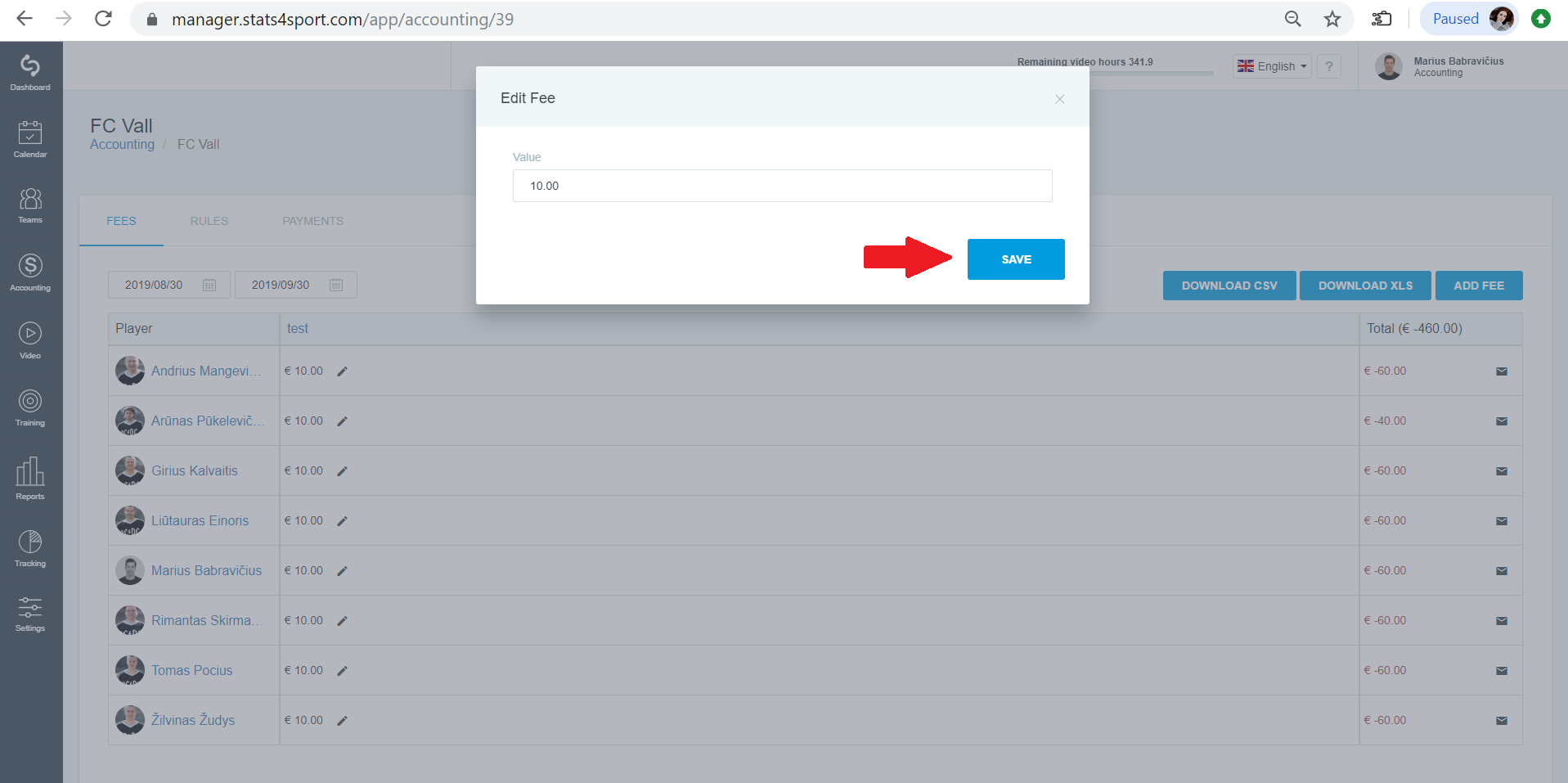 Edit personal fee — illustration